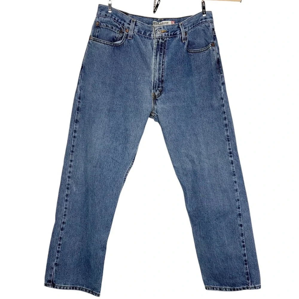 Levis 505 Regular Fit‎ Jeans 36x30 Blue Medium Wash Straight Leg Denim Mens